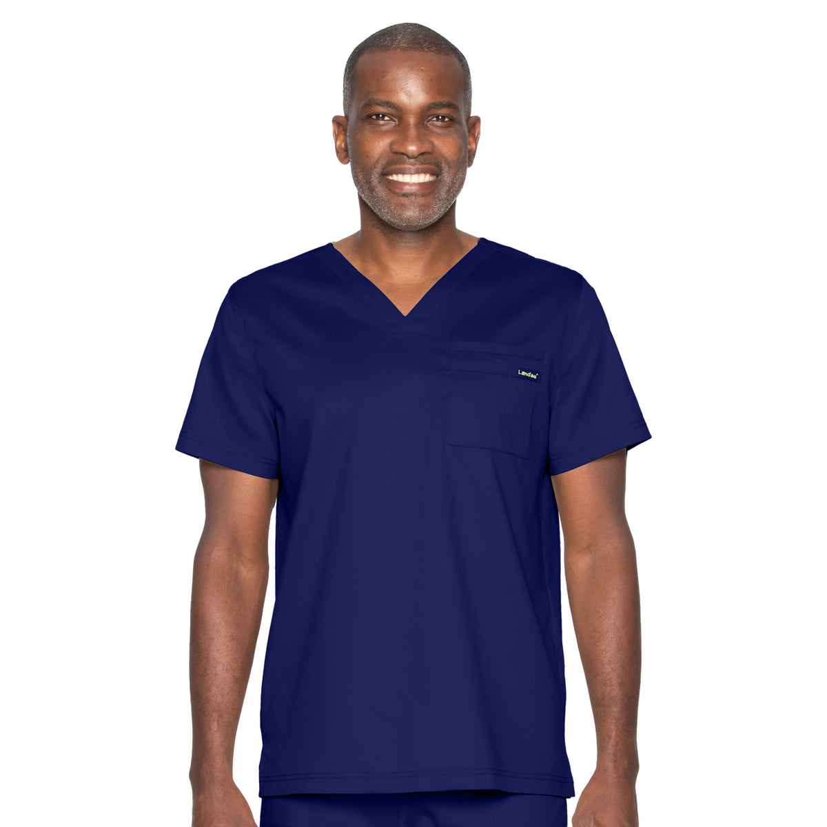 Landau ProFlex Men's 2-Pocket V-Neck Scrub Top 4259 -True Navy-Frontview