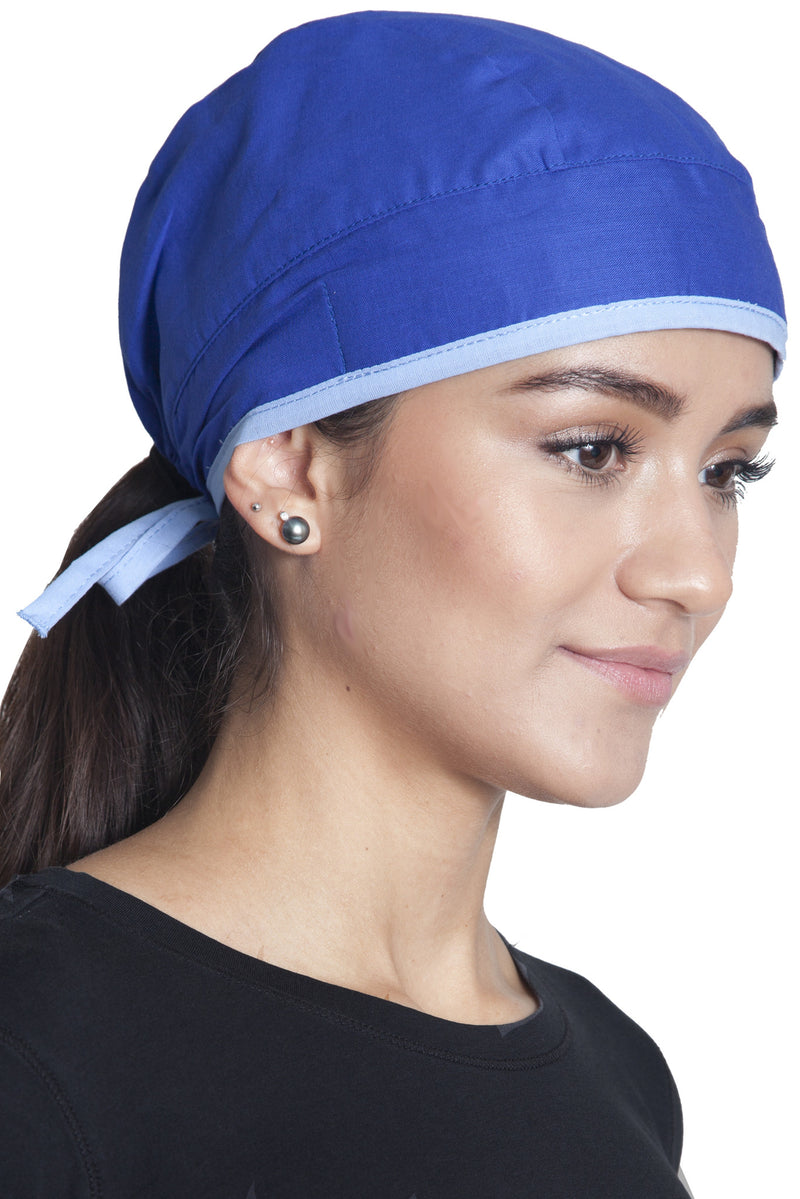 Fiumara Apparel Fitted Surgical Cap Royal Blue with Sky Blue Ties Main