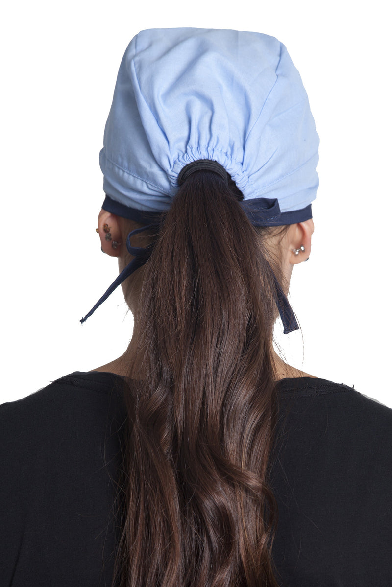 Fiumara Apparel Fitted Surgical Cap Sky Blue with Navy Ties Back