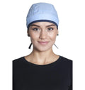 Fiumara Apparel Fitted Surgical Cap Sky Blue with Navy Ties Front
