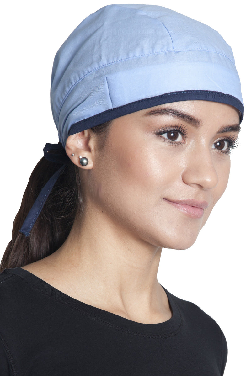 Fiumara Apparel Fitted Surgical Cap Sky Blue with Navy Ties Main