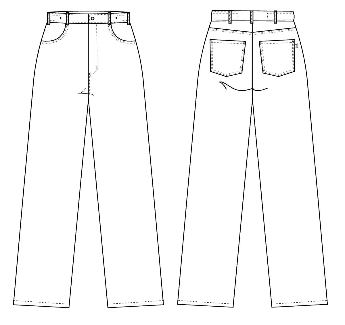 Kentaur Unisex Adjustable Waist Jeans Sketch