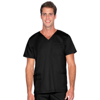 Landau ProFlex Men's 4-Pocket V-Neck Scrub Top 4253 -Black-frontview