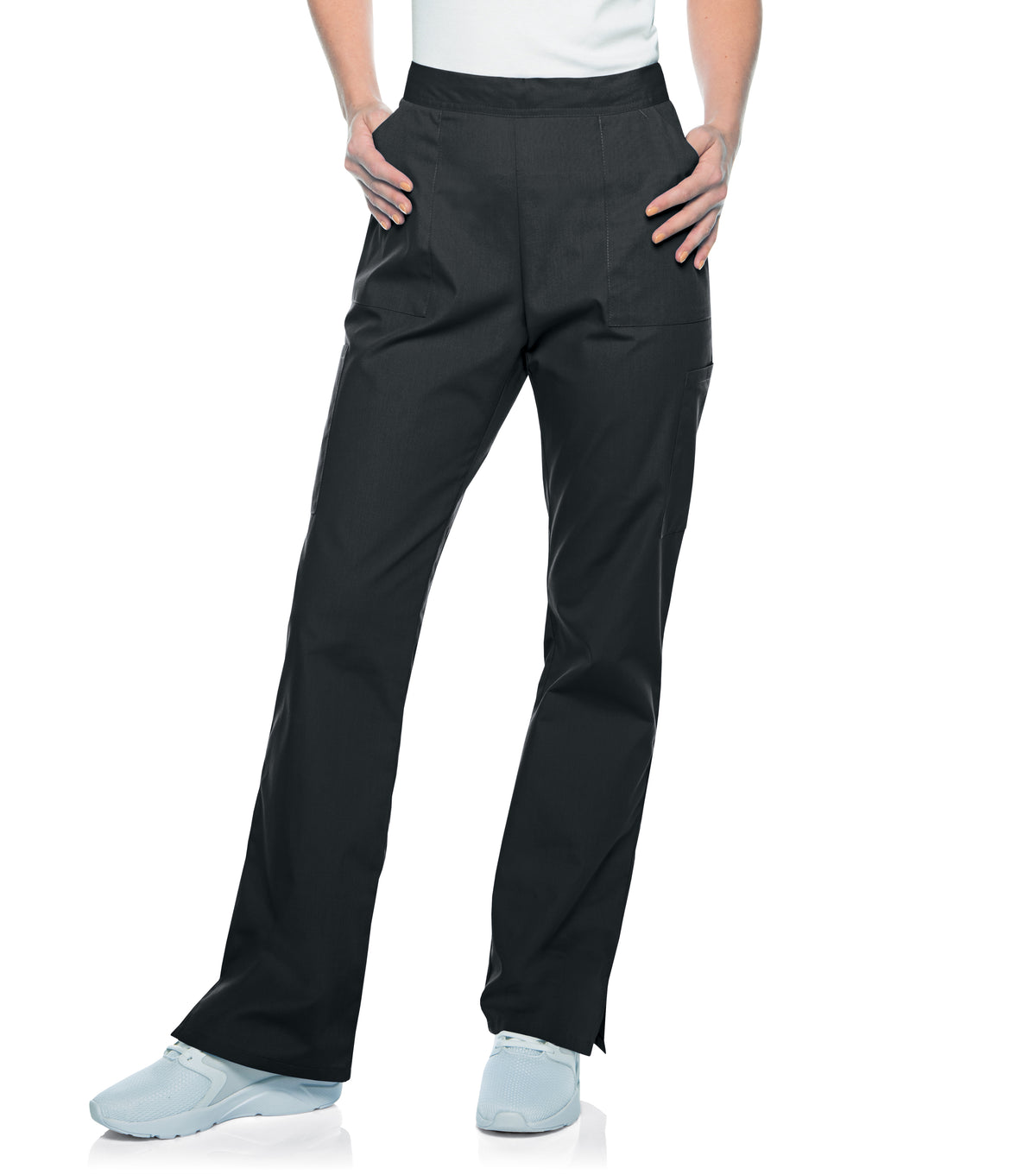 Landau Scrub Zone Women's Straight-Leg Cargo Scrub Pants 83223 -Black-Frontview