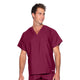 Landau Essentials Unisex 1-Pocket V-Neck Scrub Top 7502 -Wine-Frontview