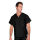 Landau Essentials Unisex 1-Pocket V-Neck Scrub Top 7502 -Black-Frontview