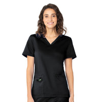 Landau ProFlex Women's 2-Pocket V-Neck Scrub Top 4168 -Black-frontview