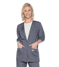 Landau ProFlex Women's Warm-Up Scrub Jacket 70227 -Steel grey-frontview