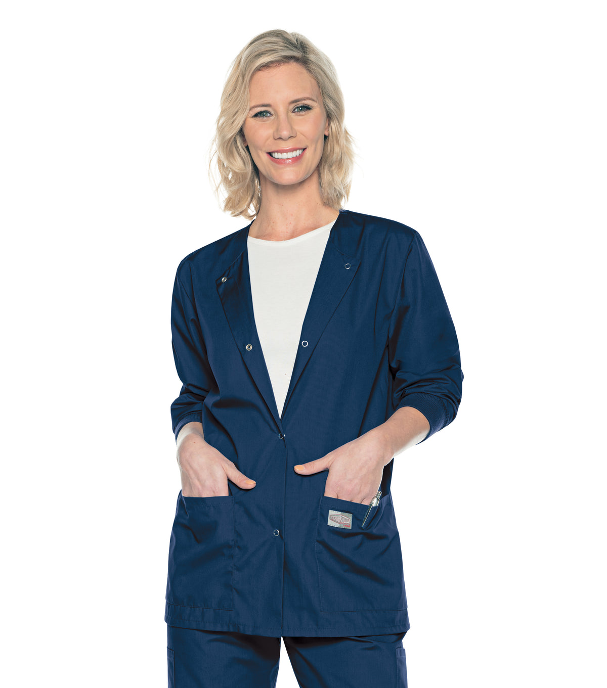 Landau ProFlex Women's Warm-Up Scrub Jacket 70227 -Navy-frontview