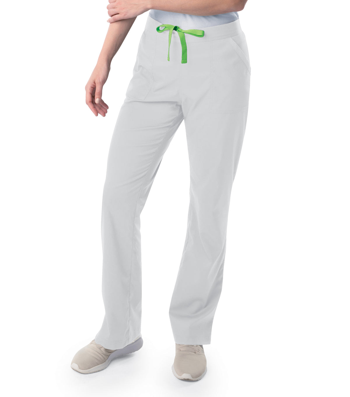 Landau ProFlex Women's Straight-Leg Cargo Scrub Pants 2042 -White-Frontview