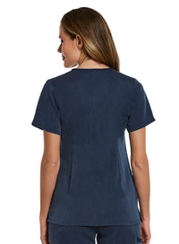  Contrast Double V-Neck Top Heather Navy Back