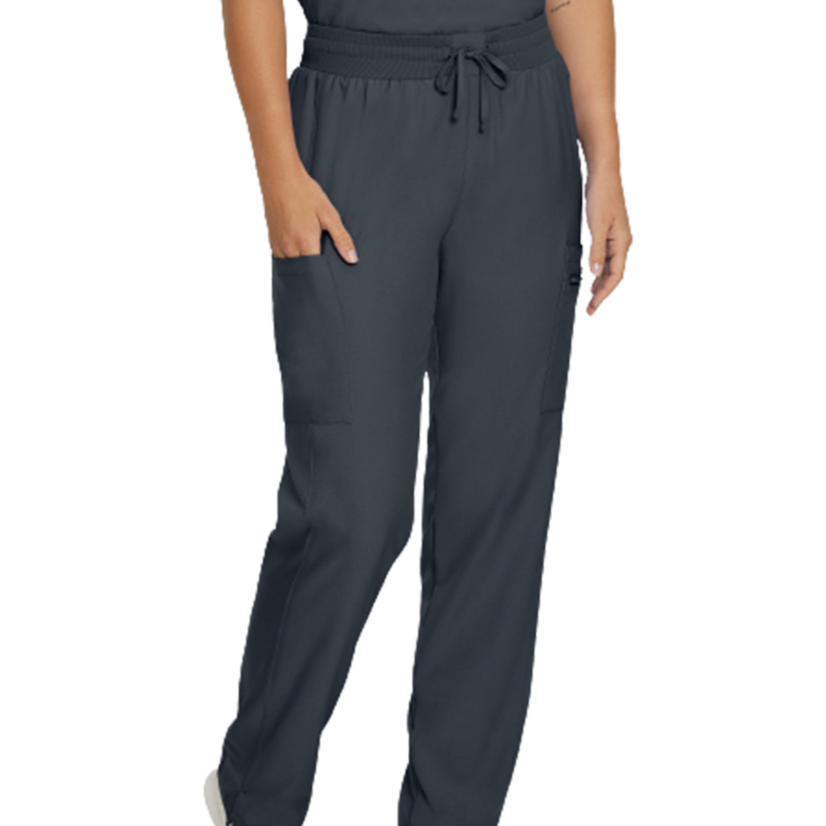 Landau Forward Women's Straight-Leg Cargo Scrub Pants LB400T -Pewter-Frontview