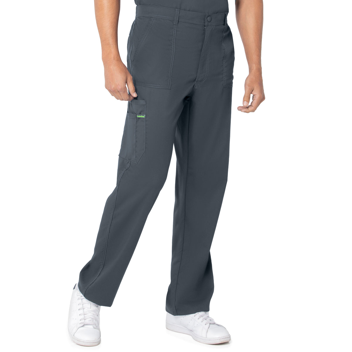 Landau ProFlex Men's Straight-Leg Cargo Scrub Pants 2103 -Graphite-Frontview