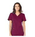 Landau ProFlex Women's 2-Pocket V-Neck Scrub Top 4168 -Wine-frontview