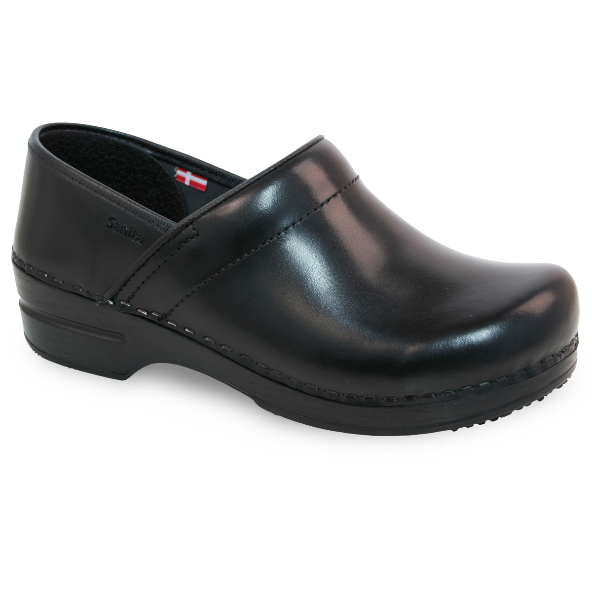 Sanita Addison Women's Cabrio Black Nursing Medical Clog - side view