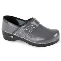 Sanita Lindsey Women's Patent Leather Medical Clog - side view grey