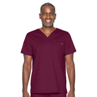 Landau ProFlex Men's 2-Pocket V-Neck Scrub Top 4259 -Wine-Frontview