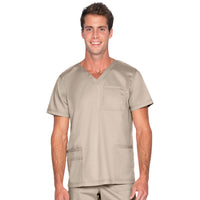 Landau ProFlex Men's 4-Pocket V-Neck Scrub Top 4253 -Sandstone-frontview