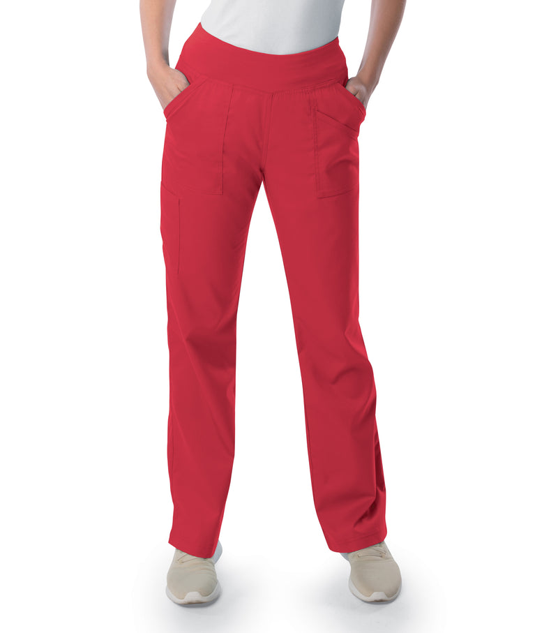 Landau ProFlex Women's Straight-Leg Yoga Scrub Pants 2043 -True Red-Frontview