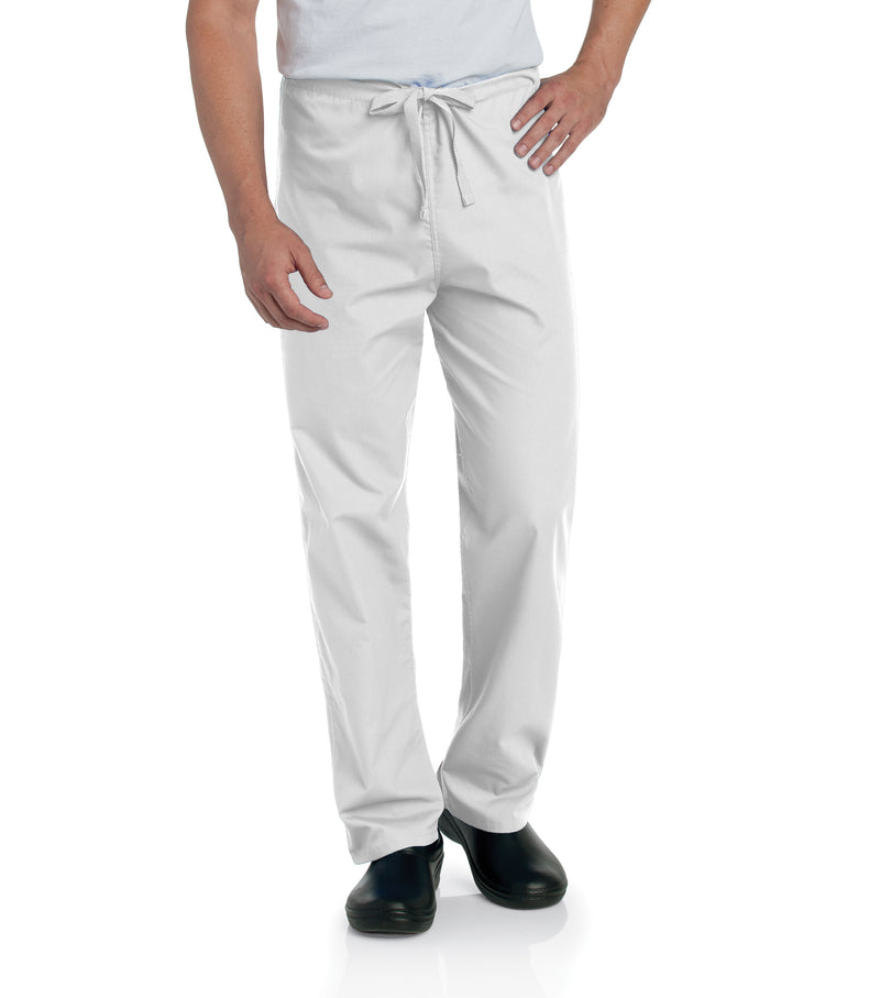 Landau Essentials Unisex Straight-Leg Scrub Pants 7602 -White-frontview